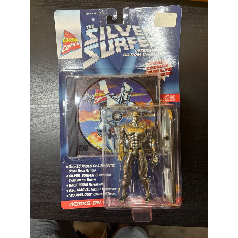 Vintage 1996 Toy Biz Marvel CD-ROM Comics Silver Surfer Action Figure New 48271T